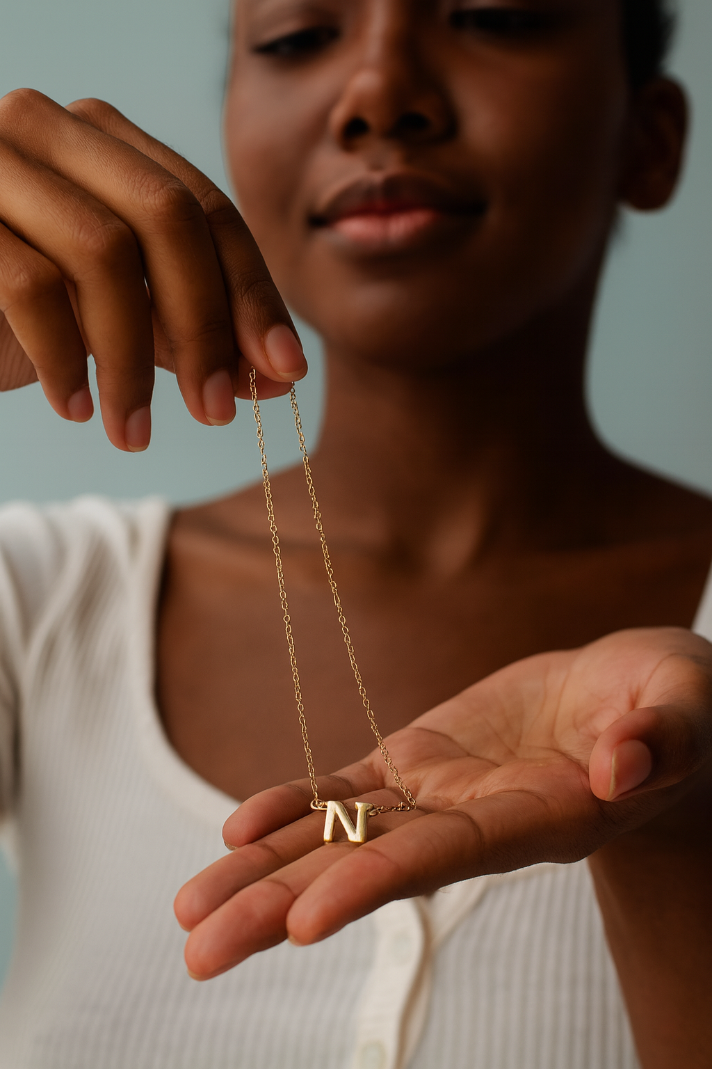 Initial Letter Necklace. 26 Alphabet Pendant. Gold & Silver