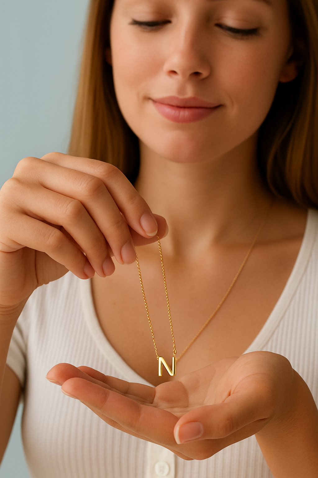 Initial Letter Necklace. 26 Alphabet Pendant. Gold & Silver
