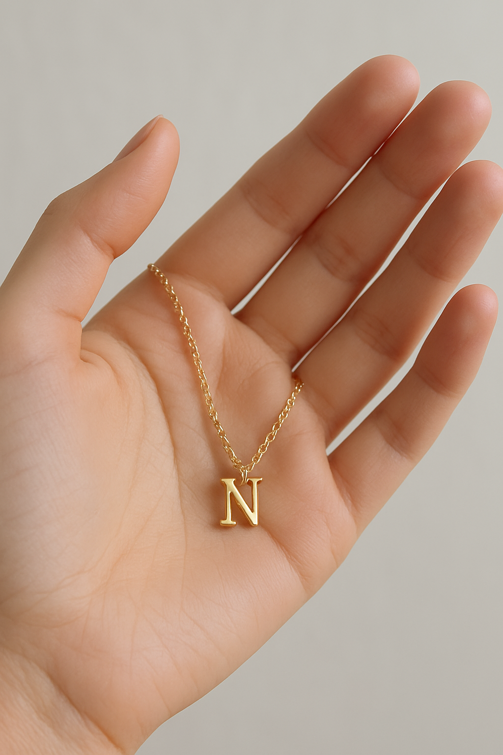 Initial Letter Necklace. 26 Alphabet Pendant. Gold & Silver
